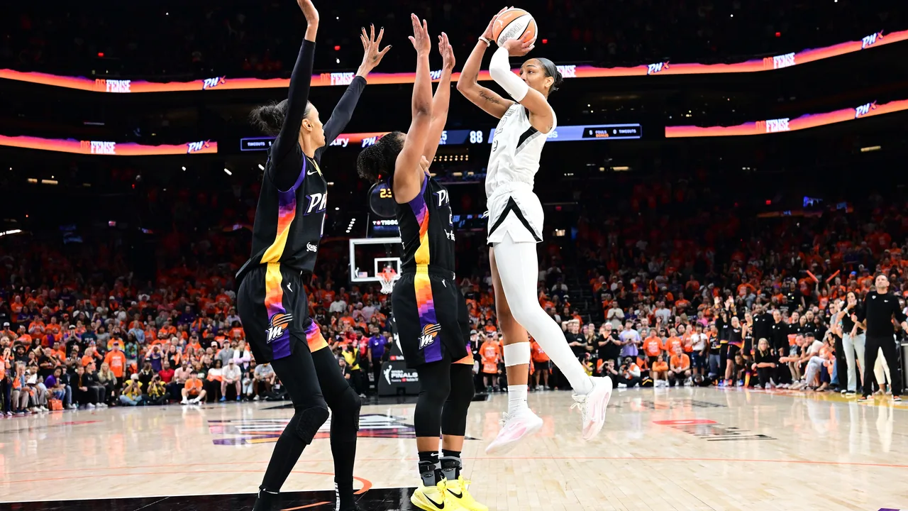 A'ja Wilson shoots the winning basket over Phoenix in Game 3 of the 2025 WNBA Finals